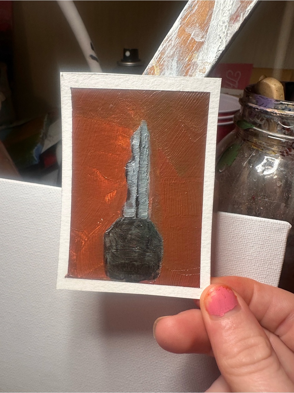 Handpainted Abstract Home Art - Rust Orange and Charcoal